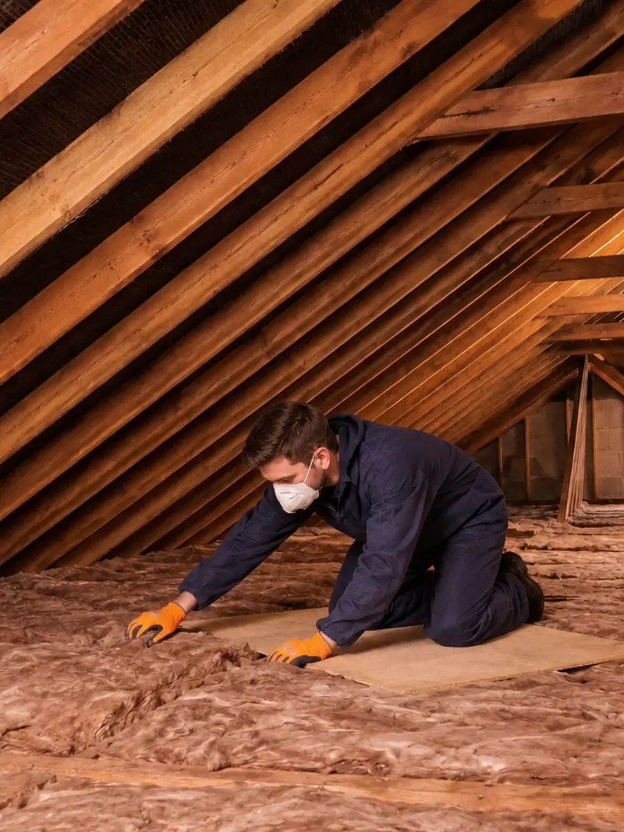Insulation professional at work