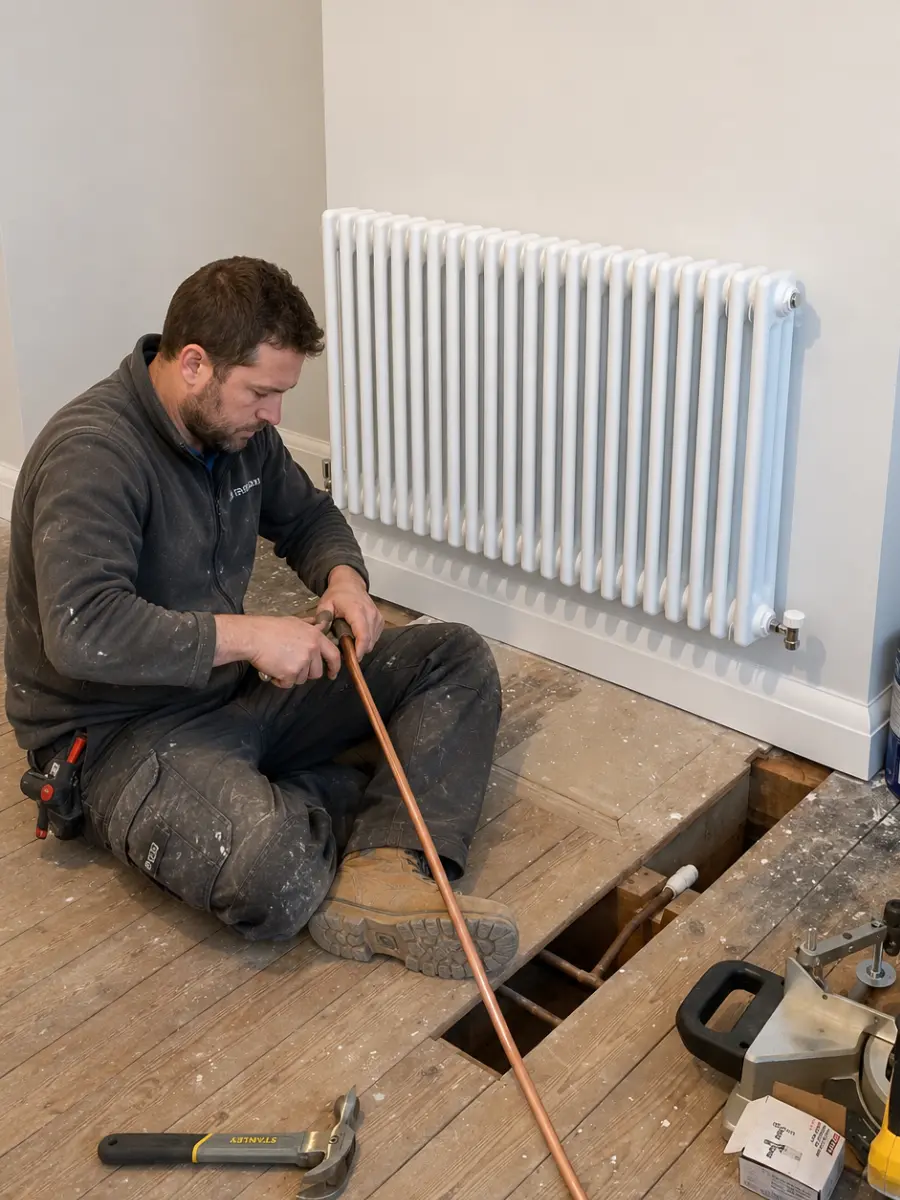 Heating and Plumbing professional at work