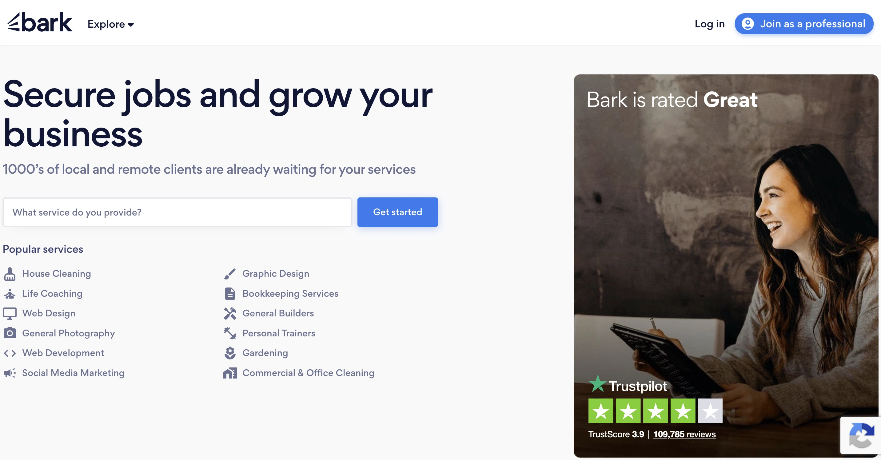 Bark homepage pricing context