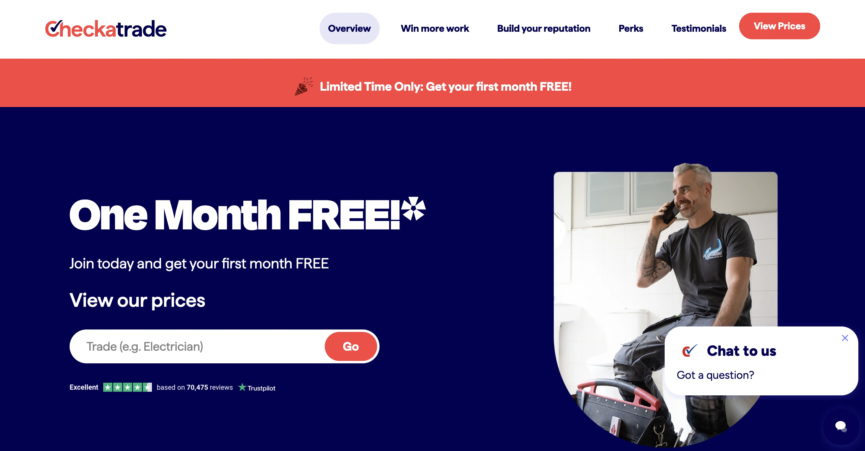 Checkatrade homepage pricing context