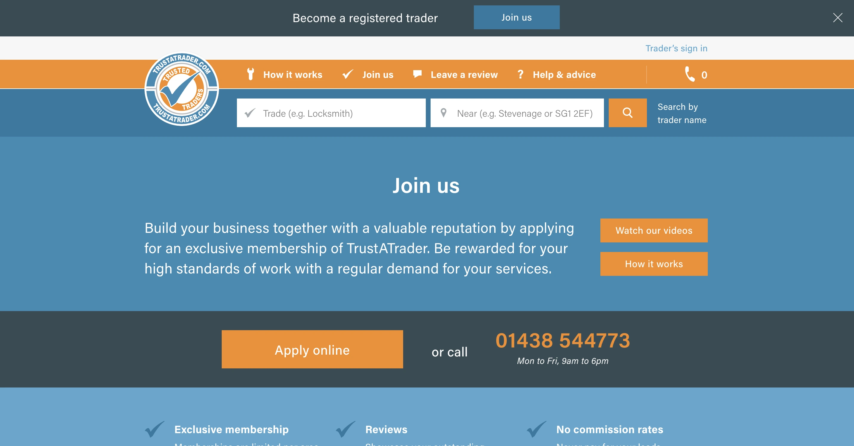 TrustATrader homepage pricing context