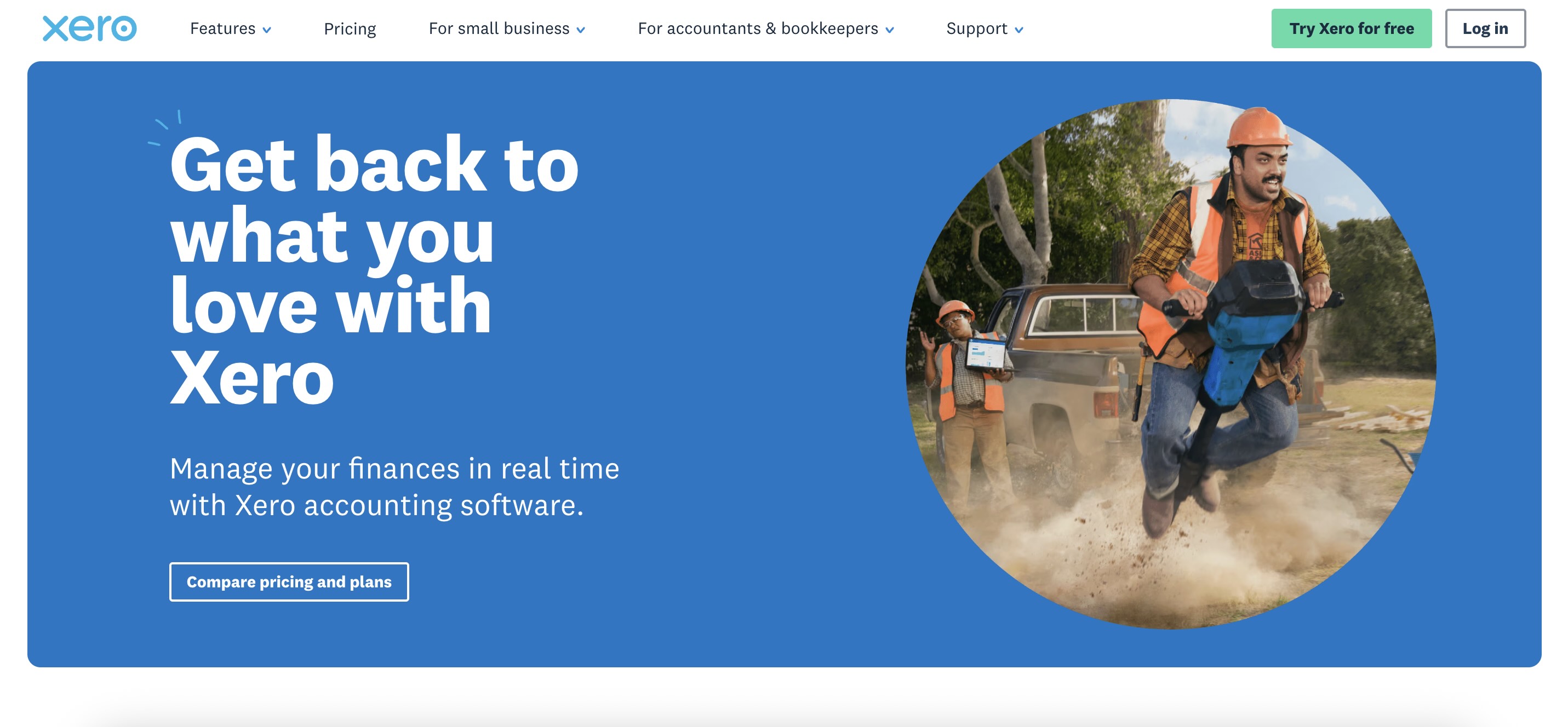 Xero homepage screenshot for invoicing and admin