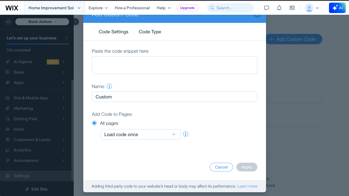 Install Kantr Wix - Screenshot