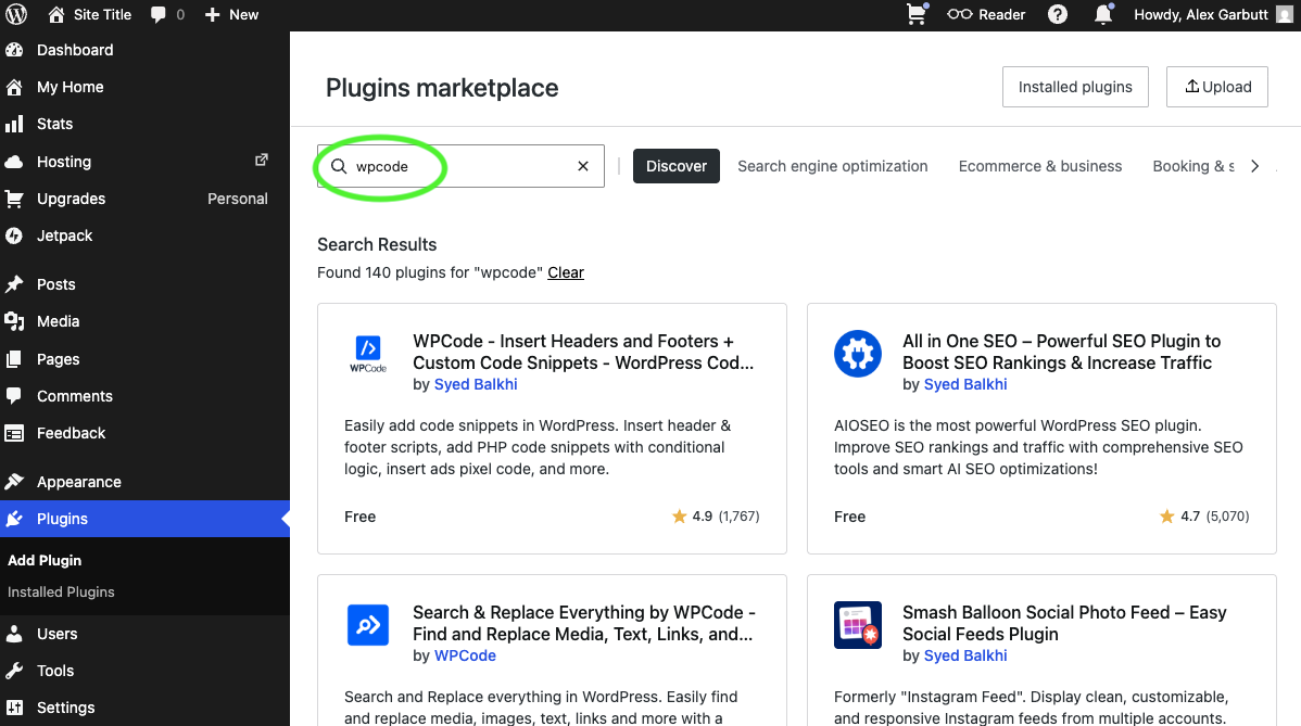 Install Kantr WPCode plugin - Screenshot